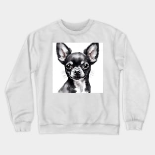 Black and White Chihuahua Watercolor Portrait Crewneck Sweatshirt